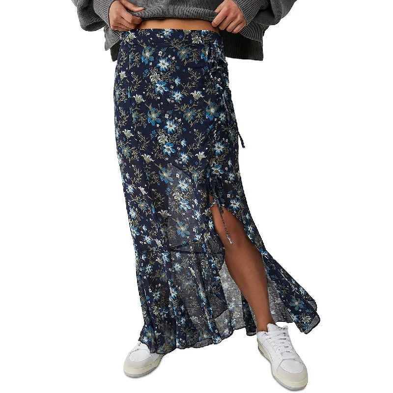 Free People Womens Chiffon Floral Maxi Skirt leather skirt modern