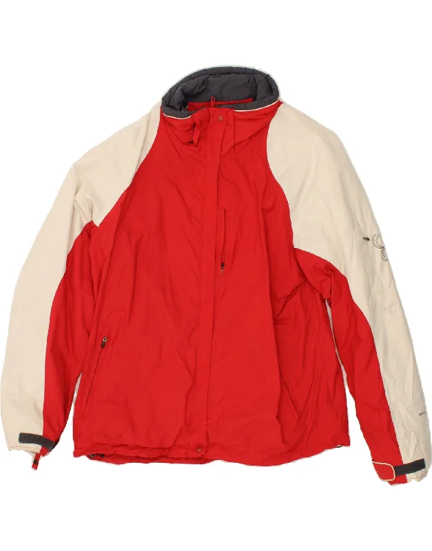 COLUMBIA Womens Windbreaker Jacket UK 18 XL Red Colourblock Nylon Elasticated Jacket Padded Jacket Insulated Jacket