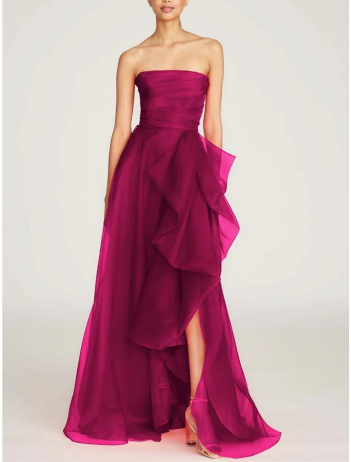A-Line Evening Gown Elegant Dress Formal Sweep / Brush Train Christmas Red Green Dress Sleeveless Strapless Tulle with Pleats Ruched Ruffles Tunics Chinos classic A-Line Evening Gown Elegant Dress Formal Sweep / Brush Train Christmas Red Green Dress Sleeveless Strapless Tulle with Pleats Ruched Ruffles Tunics Chinos classic