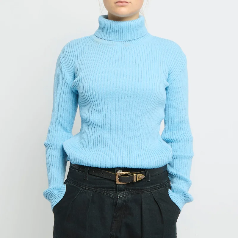 Ribbed Ribbed Turtleneck Sweater - UK 8 Terry Blend Velvet Blend Canvas Blend