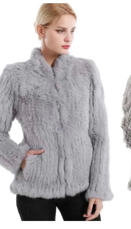 Rabbit Fur Jacket JK41 Welt Pockets Slit Pockets Flap Pockets