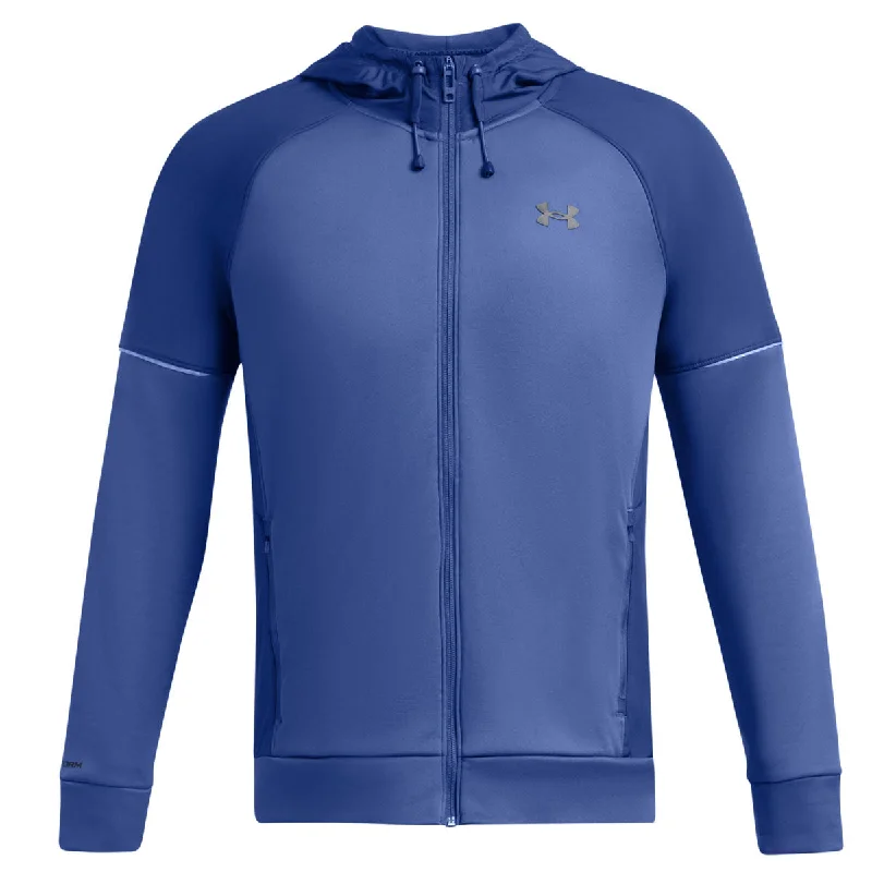 Under Armour Fleece Storm Full Zip Hoodie - Mens - Tech Blue/Black Hoodie with Hem Drawcord Adjustable Customizable