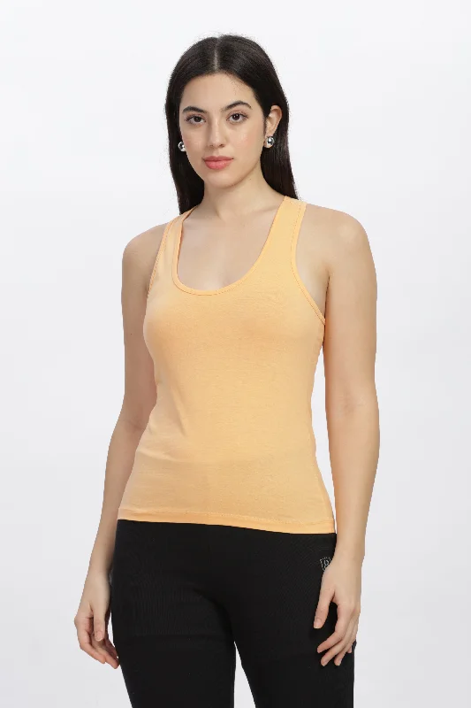 Women Sleeveless Razer Back Running Tank top (Orange) pastel tank top