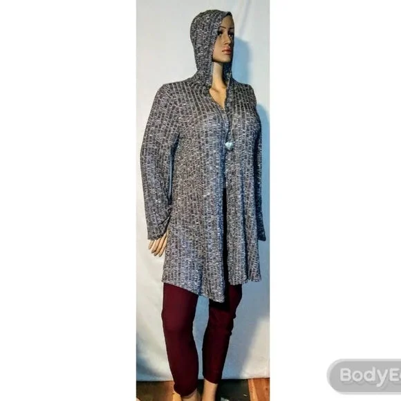 Gray Cardigan with Hoodie Hoodie with Oversized Fit Loose Comfortable