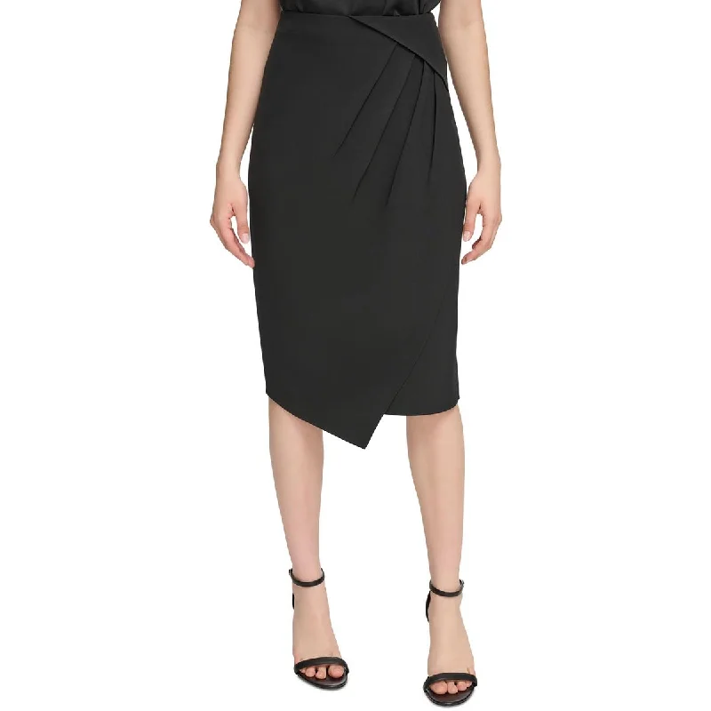 Calvin Klein Womens Pleated Knee Length Wrap Skirt corduroy skirt durable