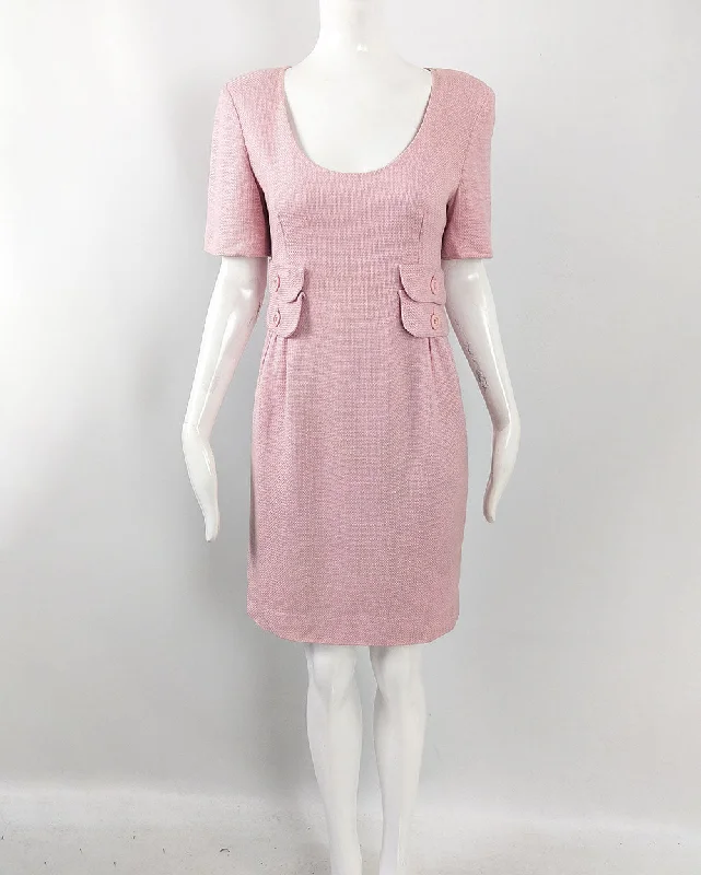 Valentino Vintage Womens Pink Linen Dress, 1980s Maxi Flowy Bohemian