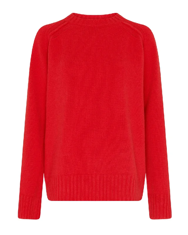 Bright Red Wool Cashmere Sweater Bright Pastel Dark