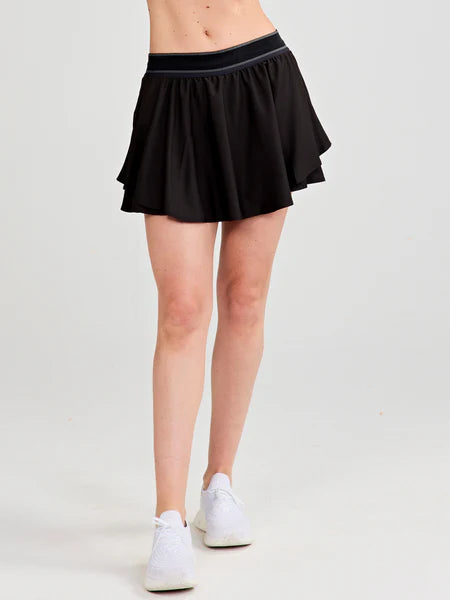 tasc Performance Play On 15in Skirt in Black silk skirt sleek