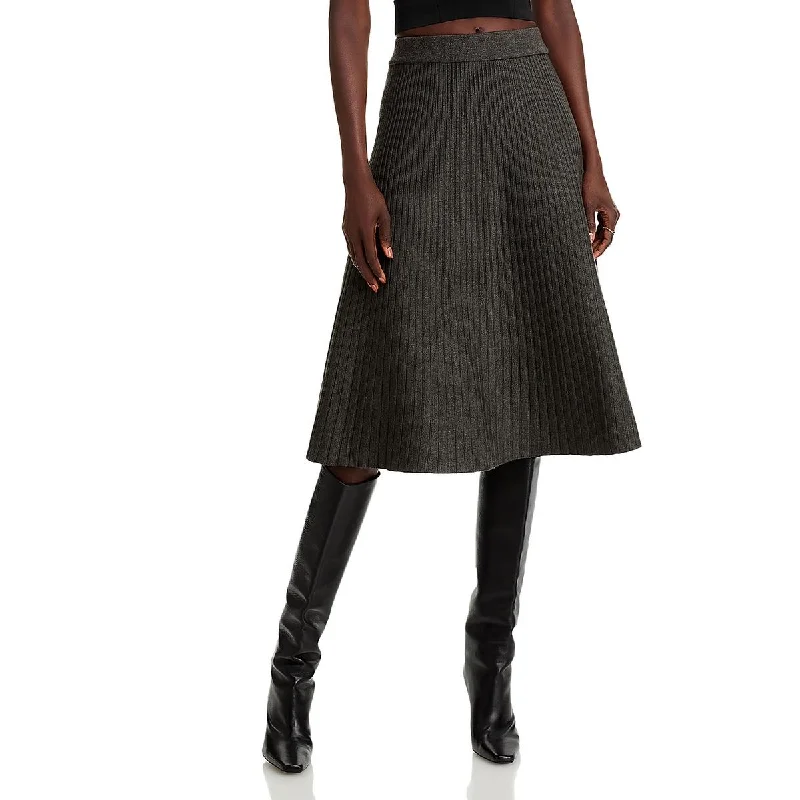 Nancy Yang Womens Midi Elastic Waist Midi Skirt wool skirt sturdy