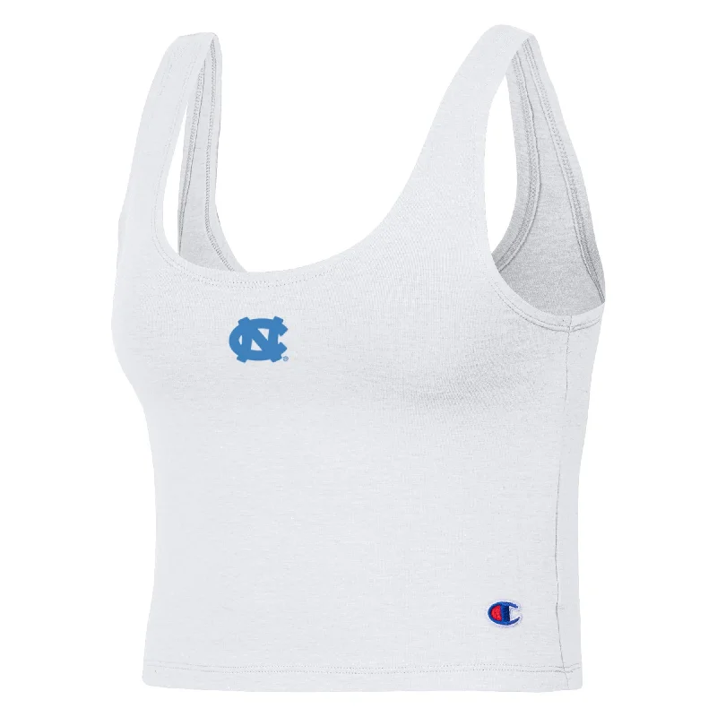 North Carolina Tar Heels Scoop Neck Crop Tank Top in White - LIMITED EDITION layering tank top