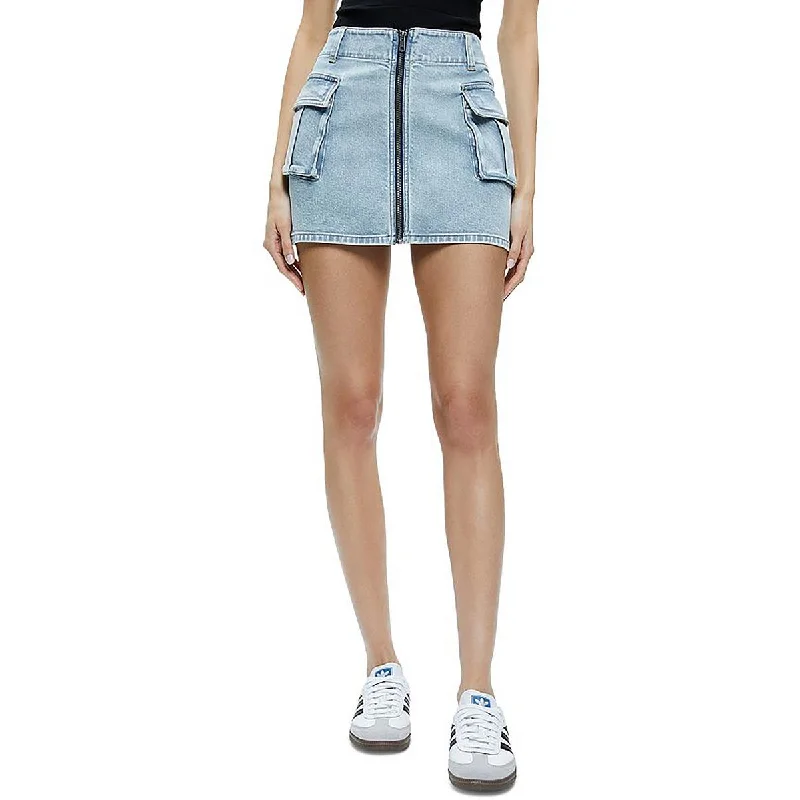 Alice and Olivia Womens Rahmi Denim Cargo Mini Skirt wool skirt warm