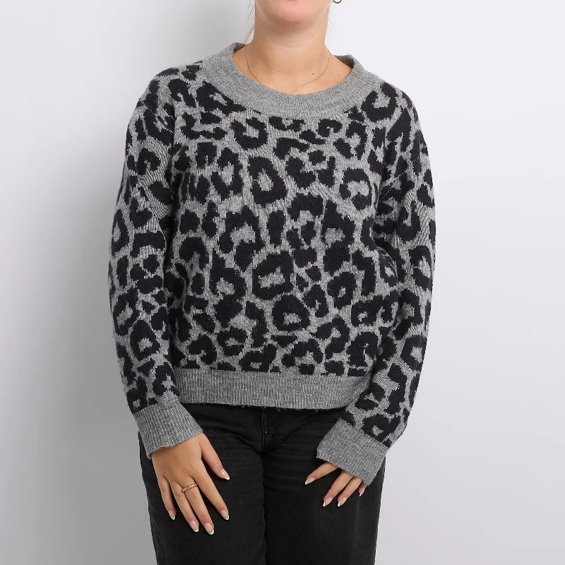 Leopard  Heavy Knit Sweater - UK 14 Rayon Fabric Velvet Fabric Corduroy Fabric