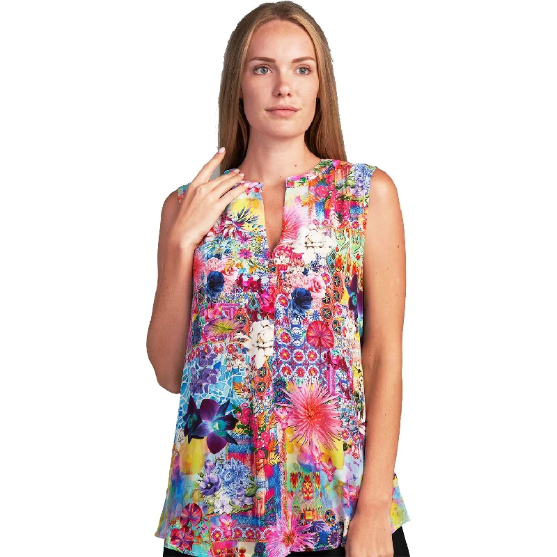 Women's Shana Apparel Printed Tank Pink crossback tank top