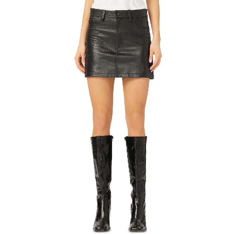 DL1961 Womens Alma Leather Faux Pockets Mini Skirt velvet skirt luxurious