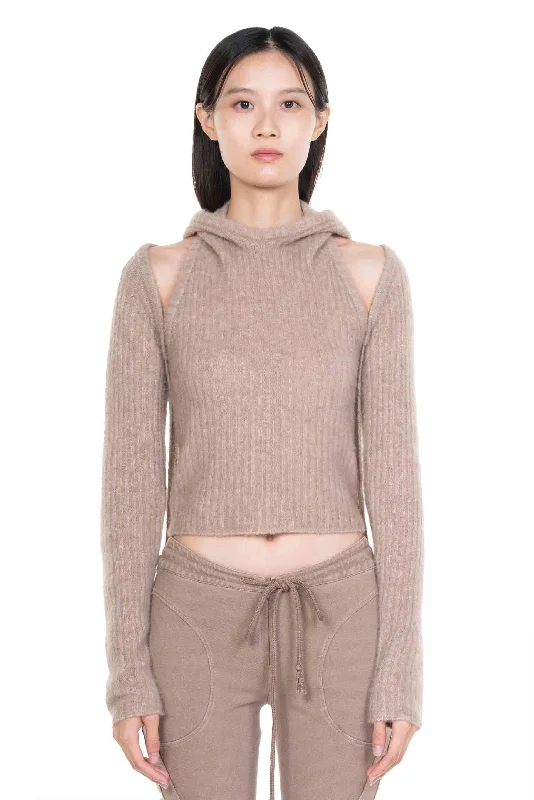 Cashmere Hooded Knitted Tank casual tank top