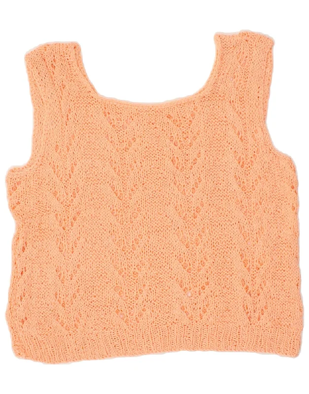 VINTAGE Womens Vest Tank Top UK 14 Medium Orange peekaboo tank top