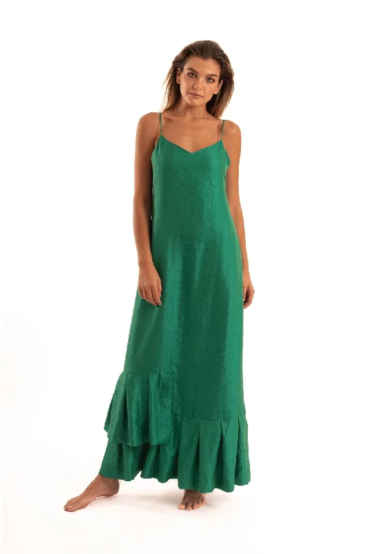 Green Slip Dress - NOPIN Tunics Plaid country