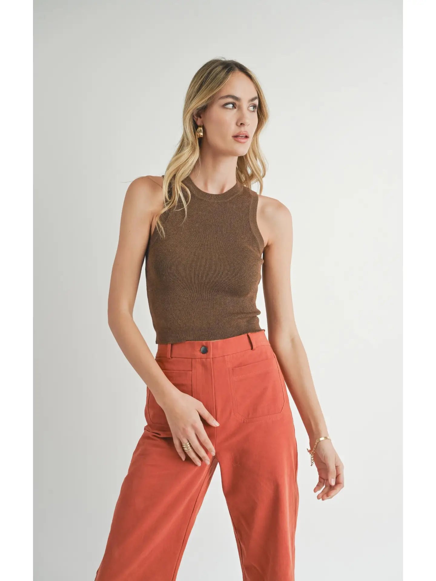 Sadie & Sage - Alexis Knit Tank Top off shoulder tank