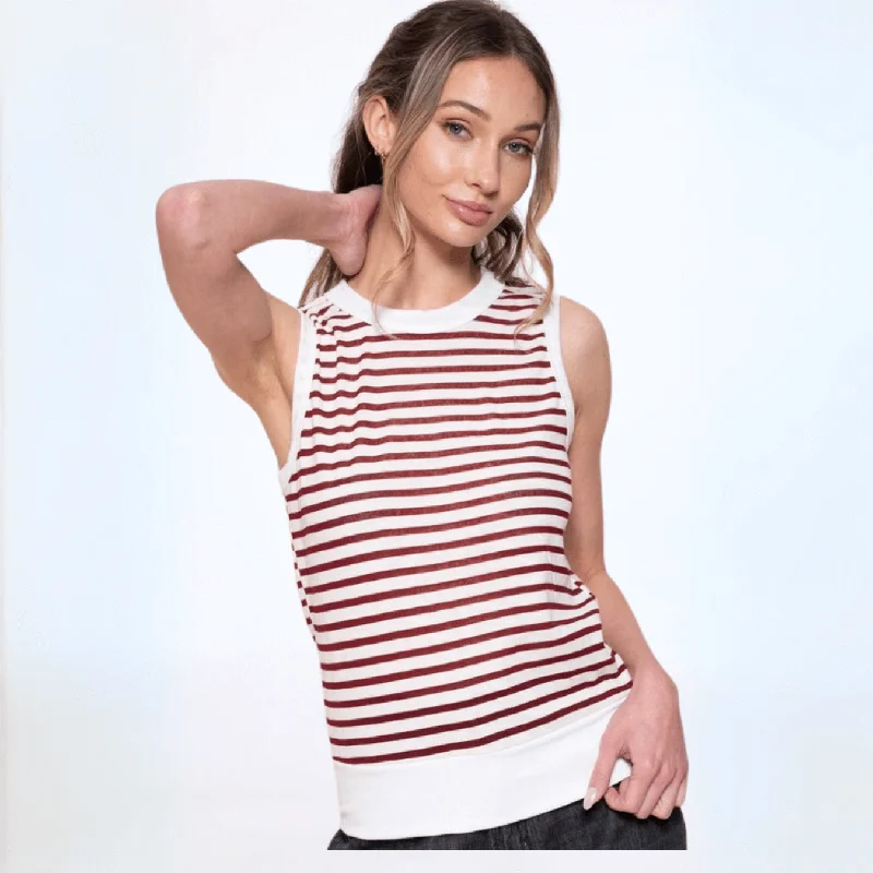 Light & Lux Semi Sheer Striped Tank Made in USA yoga tank top