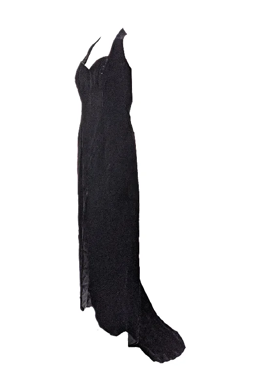 Darnell of London Vintage Black Floor Length Evening Dress, 1980s Tunics Summer linen