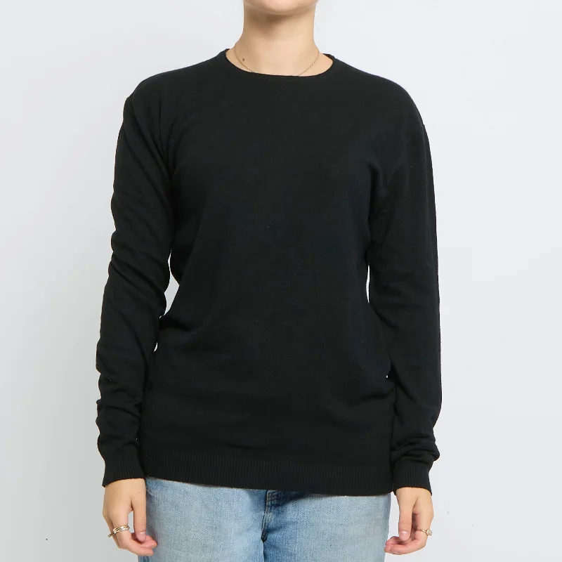 Crew Neck Fine Knit Sweater - UK 10 Velvet Chenille Corduroy