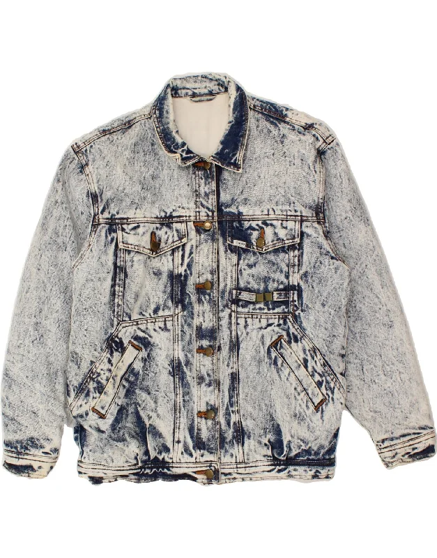 VINTAGE Womens Acid Wash Denim Jacket EU 42 Large Blue Cotton Denim Jacket Leather Jacket Suede Jacket VINTAGE Womens Acid Wash Denim Jacket EU 42 Large Blue Cotton Denim Jacket Leather Jacket Suede Jacket