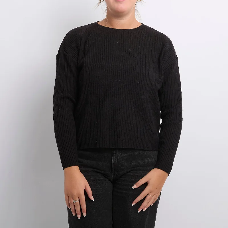 Ribbed Crewneck Sweater - UK 16 Wool Sweater Cotton Sweater Cashmere Sweater