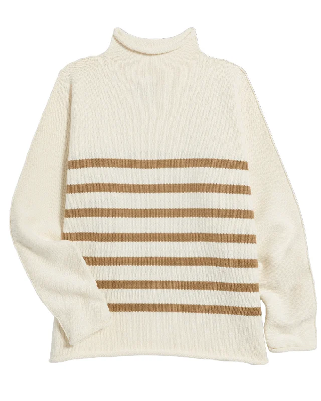 Ivory with Camel Stripes Monterey Sweater Sweater Knitwear Pullover