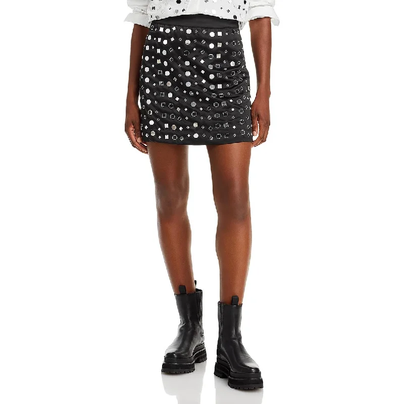 Essentiel Antwerp Womens Embellished Short Mini Skirt linen skirt airy