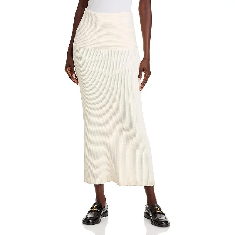 4th & Reckless Womens Ribbed Knit Midi Skirt chiffon skirt airy