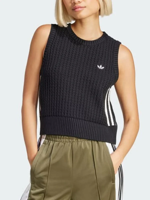 Knitted Vest Black Tank Top mesh tank top