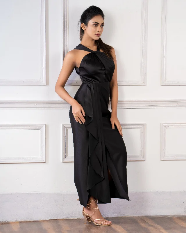 HALTERNECK RUFFLED DRESS Tunics New arrival