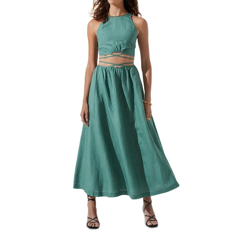 ASTR the Label Womens Strappy Long Maxi Skirt asymmetrical skirt cut