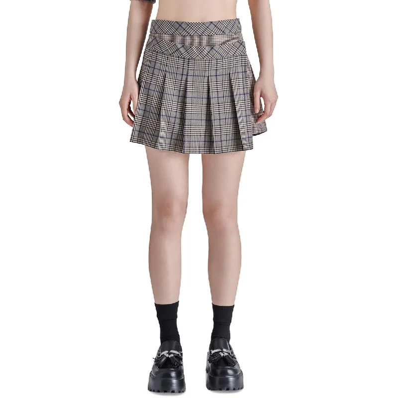 Steve Madden Womens Pleated Faux-Wrap Mini Skirt breathable skirt fabric