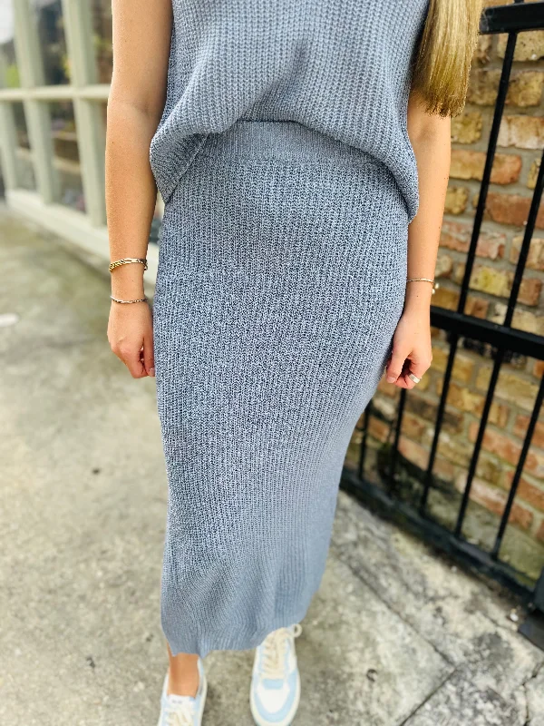 Drake Maxi Skirt- Blue high waist skirt