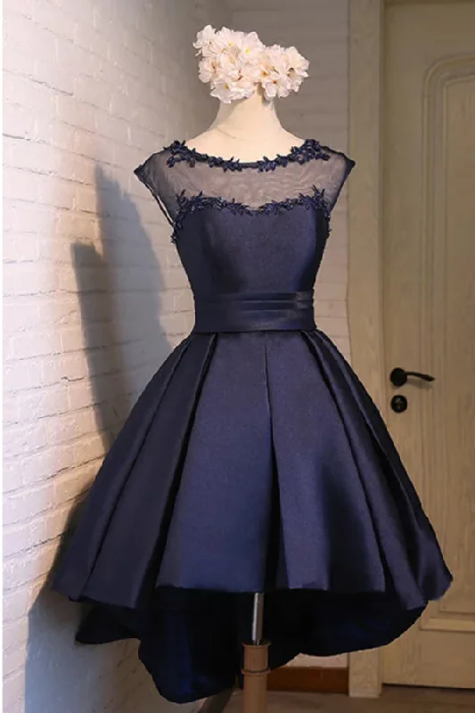 Elegant A Line Satin Knee Length With Applique Homecoming Dresses Tunics Office stylish Elegant A Line Satin Knee Length With Applique Homecoming Dresses Tunics Office stylish