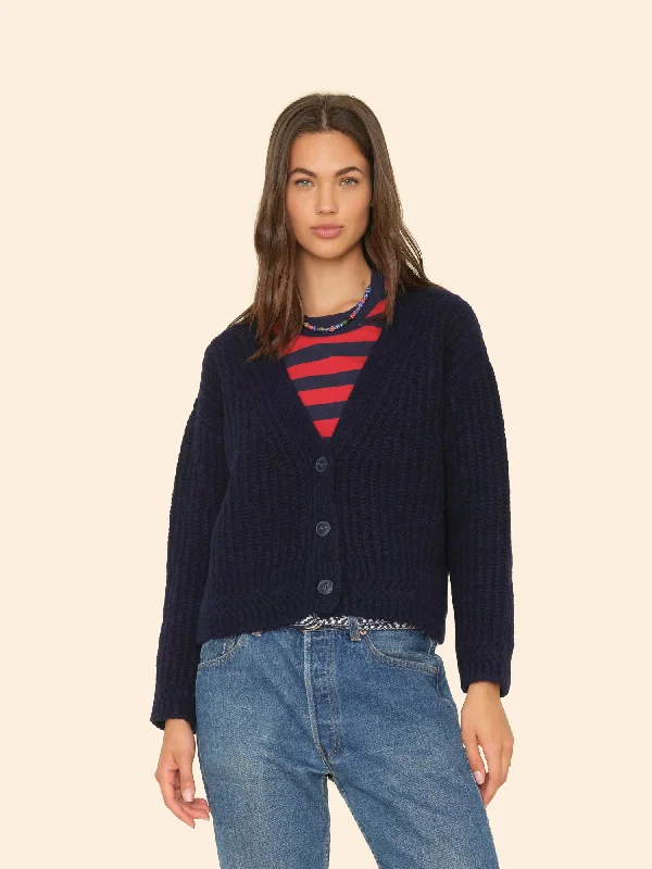 Xirena Milli Sweater in Navy Blue Zippered Buttoned Snapped