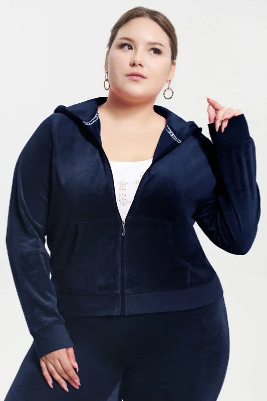 Plus-Size Classic Cotton Velour Hoodie Hoodie with Toggle Buttons Decorative Unique