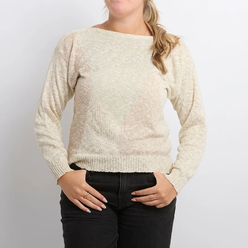 Fine Knit Wide Neck Sweater - UK 10 Bright Pastel Dark