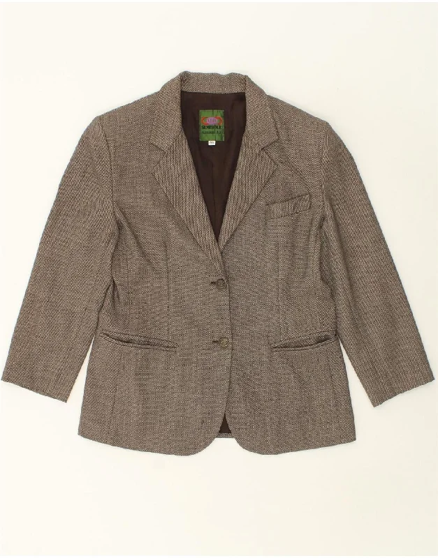 VINTAGE Womens 2 Button Blazer Jacket IT 44 Medium Brown Welt Pockets Slit Pockets Flap Pockets VINTAGE Womens 2 Button Blazer Jacket IT 44 Medium Brown Welt Pockets Slit Pockets Flap Pockets