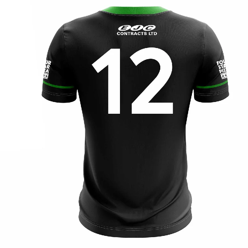 Mc Keever Queens GAA Official LGFA Numbered Away Jersey - Womens - Black Ribbed Jersey Tee Mc Keever Queens GAA Official LGFA Numbered Away Jersey - Womens - Black Ribbed Jersey Tee