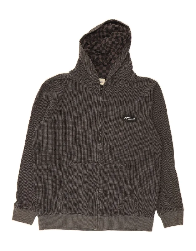 VANS Womens Zip Hoodie Sweater UK 16 Large Grey Cotton Fleece Sweater Nylon Polyester