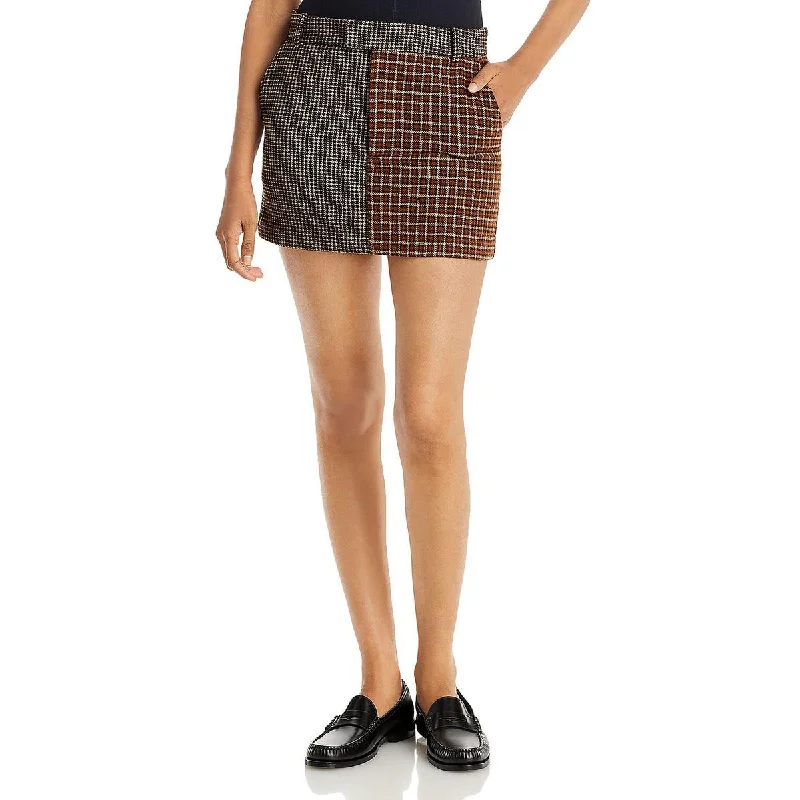 Rails Womens Wool Blend Houndstooth Mini Skirt cashmere skirt plush