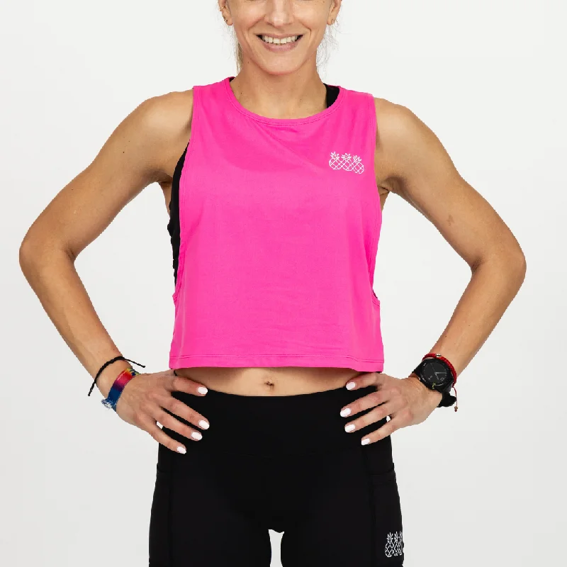 Women's Muscle Tank Crop | Hot Pink lemon yellow tank