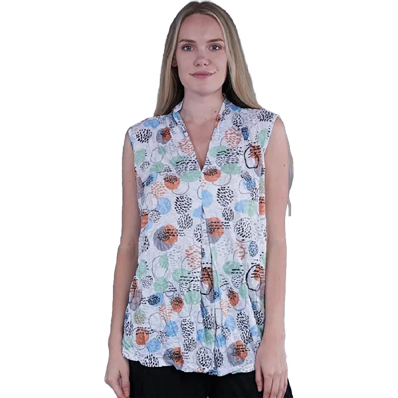 Women's Shana Apparel Crinkle Tank Top Circles modal blend tank