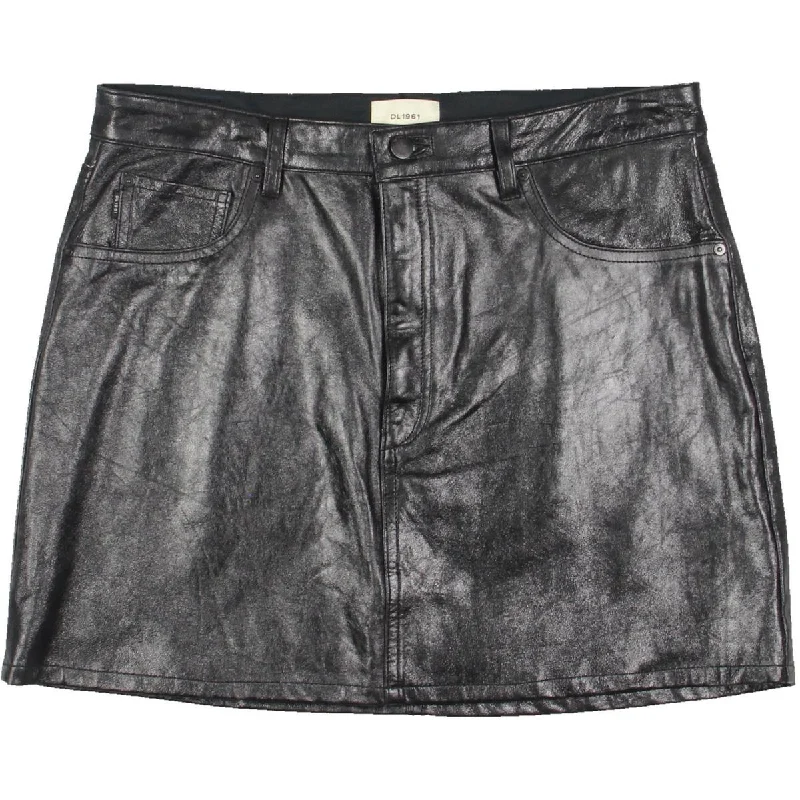 DL1961 Womens Alma Lambskin Leather Short Mini Skirt corduroy skirt cozy
