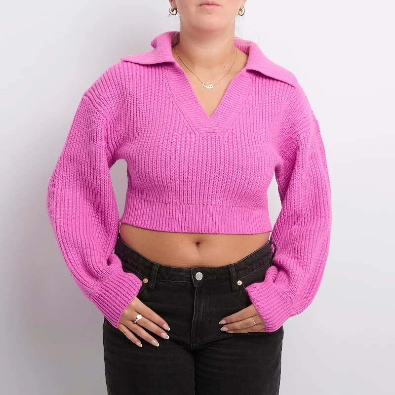 Heavy Knit V-Neck Sweater - UK 12 Hooded Sweater Collared Sweater Shawl Collar