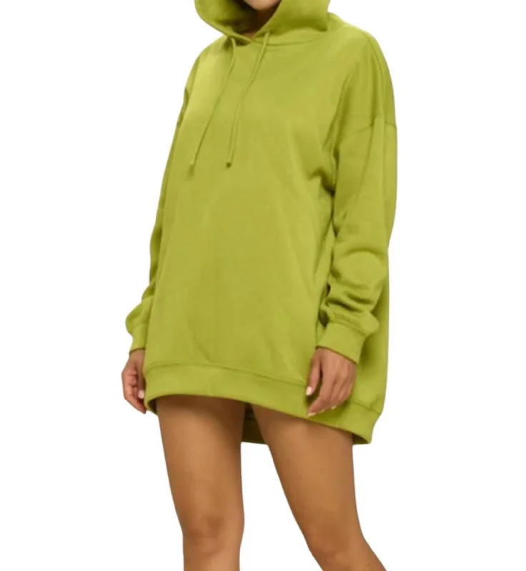 Oversized Hoodie In Lime Hoodie with Hem Frayed Vintage Worn