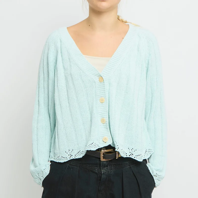 Ribbed Heavy Knit V-Neck Sweater - UK 12 Collared Crew Neck Turtle Neck
