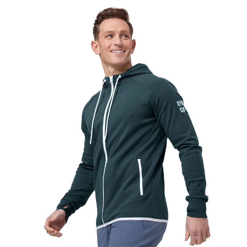 Gym+Coffee Chill Zip Hoodie - Mens - Moss Green Hoodie with Applique Textured Unique